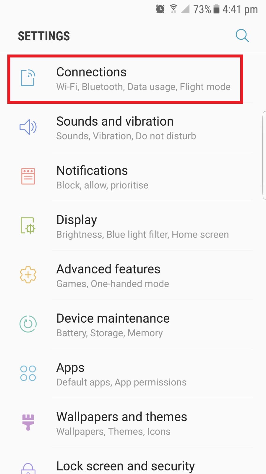select connections from settings